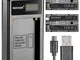 NEEWER Caricabatteria Micro USB + 2 Batterie di Ricambio 2600mAh NP-F550/570/530 per Sony...