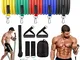 Bande di resistenza , Bande Elastiche Fitness Set 11 Pezzi , elastici fitness con maniglie...