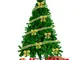 Lanlelin Albero di Natale 180cm con Nastro Dorato, per Internied Esterni Alberi di Natale...