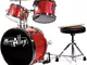 Music Alley Junior Drum Kit per bambini con pedalino da batteria, tamburo sgabello e basto...