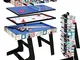 HLC- tavolo multigioco 4 in 1, pieghevole, biliardo, calcio balilla, Hockey, ping pong, 12...