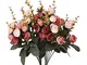 Houda - Bouquet di rose artificiali in seta, rami con boccioli e foglie, decorazione flore...