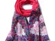 Invisible World Foulard Seta da Donna 100% con Rosa y Fiori Lunga Dipinta a Mano per Collo...