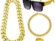 UYUYong Accessori Rapper Costume Hip Hop Anni 80 Occhiali da Sole Catena Dollaro Oro Bracc...