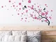 150 x 90 cm, Walplus-Adesivi per parete, motivo: "Fiori di ciliegio e farfalle", rimovibil...