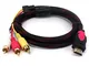 Yilan, cavo in fibra di nylon intrecciato da 1,5 m, da HDMI maschio a RCA maschio, con con...