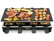 Cusimax CMRC-300 Raclette Grill per 8 persone, Griglia da tavolo con 8 padelline, Reversib...