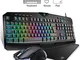 Vic Tech FL Tastiera e Mouse da Gioco, LED RGB Retroilluminato Cablato con 25 Tasti Anti-g...