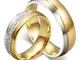 HIJONES Uomo Forever Love Acciaio Inossidabile 18K Oro Placcato Nozze Anelli per Coppie Ta...