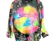 NHNKB Tie Dye, maglietta da donna per Halloween, maglione da donna, colorato, lettere di H...