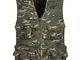 Yonglan Uomo Outdoor Multi-Intascato Caccia E Gilet da Pescatore Colletto A V Zip Camuffam...