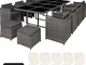 TecTake 800674 Set di Mobili da Giardino Poli Rattan e Alluminio Arredamento Set, 8 Sedie...