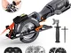 TACKLIFE Mini Sega Circolare 710W & 3500 RPM, Sega con Impugnatura Secondaria e 6 Lame, Pr...