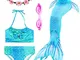3 Pezzi Ragazze Marmaids Sirena Costume da Bagno Swimsuit Swimwear Bikini Set Monopinna 3-...
