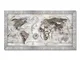 Lupia Quadro con Cornice Giovy Bianca Argento 60x110 cm World's Map Mix Glitter