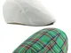 ZffXH 2 pz Primavera Estate Newsie Paperboy Cap Cappello Edera Piatto Plaid Mesh Fodera Go...