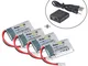 Hootracker 4pcs 3.7v 250mAh 20c Lipo Battery Parts with 1pcs 4 in 1 Battery Charger for Sy...