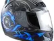 Protectwear Casco Integrale da Moto, Nero/Grigio/Blu (Drago), M (57 -58 cm)