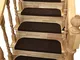 Y-Step - Set di 15 tappetini antiscivolo adesivi per scale, Velluto, Caffè, 45 x 23 cm
