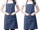 JZK 2 x Regolabile Denim Jeans Grembiule Cucina con Tasche Grandi Grembiule Cuoco per Uomo...