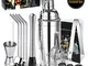 LIVEHITOP Set Cocktail Shaker, Set Strumenti Bar Professionale 19 Pezzi Kit Barista Acciai...