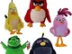 Angry Birds Set Completo 5 Peluche 20cm Personaggi Red, Chuck, Bomb, Pig, Stella Originali...