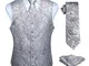 HISDERN Paisley floreale Jacquard floreale gilet e cravatta e fazzoletto da taschino set G...