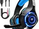 Cuffie Gaming, Cuffie Gaming con Microfono Noise Cancelling, Stereo Bass Deep, Cuscinetti...