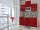 respekta KB150WRMI - Blocco cucina mini con microonde, 150 cm, colore bianco/rosso