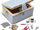 D&D, scatola da cucito con kit da cucito con accessori, cestino organizer in legno con acc...