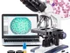 AmScope - Binocolo digitale 40x-2.500x a LED con microscopio con fase 3D + fotocamera USB...