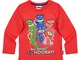 PJ Masks - Super pigiamini Ragazzi Maglietta Maniche Lunghe - Rosso - 98