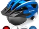 VICTGOAL Casco Bici Montagna Luce di LED MTB Cycling Casco con Occhiali Magnetici Rimovibi...