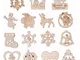 XIAOGING 15Pcs in Legno Albero di Natale Set Decoration, Xmas Tree Ornament, Hanging ciond...