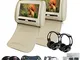 9"LCD Beige Coppia di Digital LED poggiatesta Cuscino Monitor con lettore DVD Sony Regione...