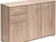 Deuba Credenza cassettiera Rovere Alba con 2 cassetti e 3 Porte 107 x 75 x 35 cm Mobile co...