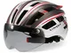 Lixada Mountain Bike Helmet Casco da Motociclismo con Luce Posteriore Staccabile Visiera M...