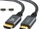 Twozoh Cavo HDMI 4K 2M, Nylon Intrecciato Cavo HDMI 2.0 Supporta 4K 60Hz HDR 2.0/1.4a, Vid...