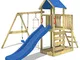 WICKEY Parco giochi in legno FastFlyer Giochi da giardino con altalena e scivolo blu, Torr...