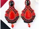 Orecchini grandi a goccia in Soutache nero e rosso