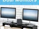 FITUEYES Dual Supporto Monitor Legno Nero Girevole Lunghezza Regolabile PC Schermo per Com...