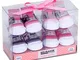 BRUBAKER 4 paia di calze neonato da 0-12 mesi - calzini femminuccia design classico in ros...