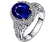 YCGEMS Anello Eternity da Donna in Oro Bianco 18 kt con Zaffiro Blu e Diamanti, Gioielli d...