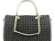 borsa bauletto pollini tapiro TE8411PP02Q1100C nero+vit avorio