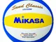 Mikasa 1618 - Pallone da beach volley Sand Classic Vsv300m, colore: Blu/Giallo/Bianco