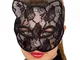 Maschera gatto catwoman nera in plastica con rivestimento pizzo