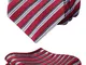 HISDERN Extra Lungo Pois Cravatta Fazzoletto Uomini Cravatta & Fazzoletto Rosso/grigio