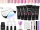 Kit Unghie Gel Completo, Phoenixy 6 Colori Rosa Gel Ricostruzione Unghie con Lampada per U...