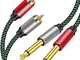 OvagYeng 2x 6,35 mm a 2RCA Cavo, RCA Cable Oro-Placcato Copper Shell Robusto 2 x 6,35mm (1...