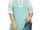 Xmiral T-Shirt Camicetta Donna Casual Bandage Plus Size Top Patchwork ( L,Verde )